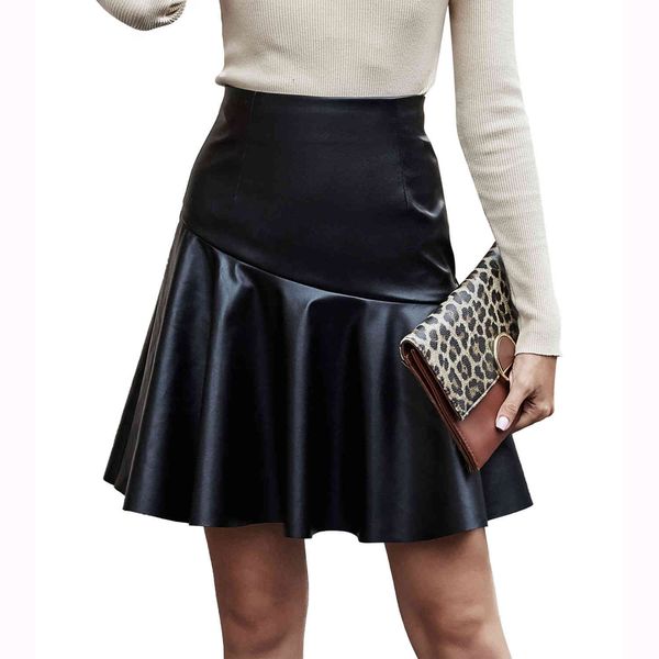 fashion pu leather high waist a-line puffy leather skirt autumn winter leather skirt office lady ruffles black mini skirts 210514
fashion pu leather high waist a-line puffy leather skirt autumn winter leather skirt office lady ruffles black mini skirts 210514