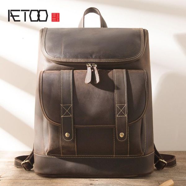 backpack aetoo leather men's retro handmade shoulder bags, stylish computer travel large-capacity head-layer bags
backpack aetoo leather men's retro handmade shoulder bags, stylish computer travel large-capacity head-layer bags