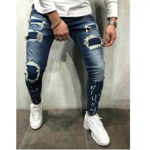 men's jeans spring autumn nice small foot korean version of hip hop ripped denim pants jogging trousers male, Blue
men's jeans spring autumn nice small foot korean version of hip hop ripped denim pants jogging trousers male, Blue