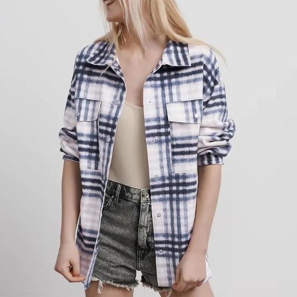 women's jackets autumn jacket 2021 vintage oversized blue plaid blouses loose women clothing female outerwear fashion chic, Black;brown
women's jackets autumn jacket 2021 vintage oversized blue plaid blouses loose women clothing female outerwear fashion chic, Black;brown