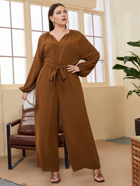 plus notched neck self belted wide leg jumpsuit w8aa#, Black
plus notched neck self belted wide leg jumpsuit w8aa#, Black