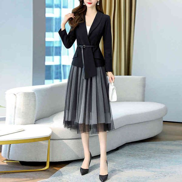 two piece dress spring autumn clothes belt blazer set jacket coat + slim high waist elastic tulle mesh skirts casual vintage 2 pieces sets n, White
two piece dress spring autumn clothes belt blazer set jacket coat + slim high waist elastic tulle mesh skirts casual vintage 2 pieces sets n, White