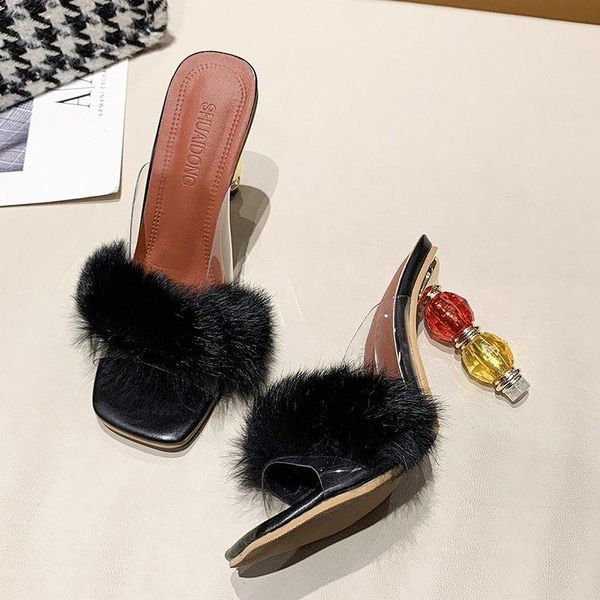 summer shoes high heel slippers 9.5cm womens pumps fluffy fur slides pvc cute plus size 35-42, Black
summer shoes high heel slippers 9.5cm womens pumps fluffy fur slides pvc cute plus size 35-42, Black