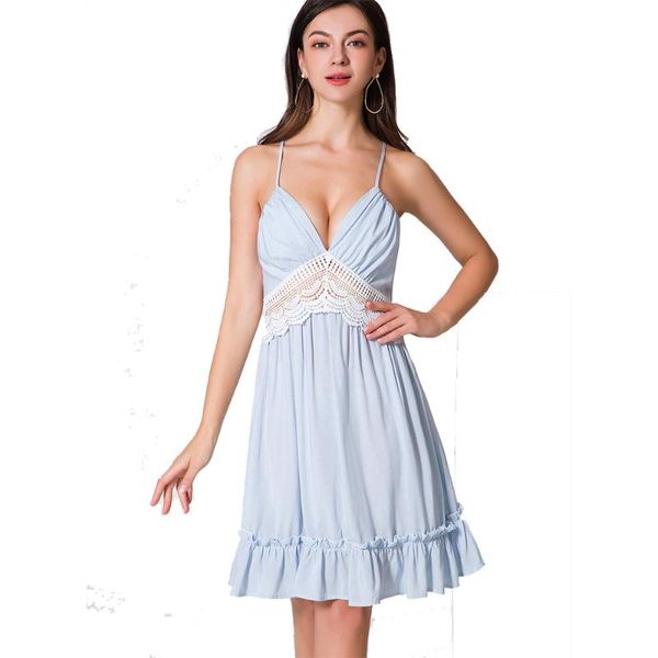 casual dresses zogaa women sheath spaghetti strap dress female backless white lace decorate ruffle club party ladies sundress, Black;gray
casual dresses zogaa women sheath spaghetti strap dress female backless white lace decorate ruffle club party ladies sundress, Black;gray