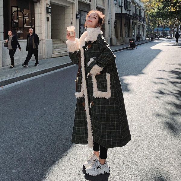 women's wool & blends lamb stitching green plaid british style over knee all-match fashion warm single-breasted winter woolen coat wome, Black
women's wool & blends lamb stitching green plaid british style over knee all-match fashion warm single-breasted winter woolen coat wome, Black