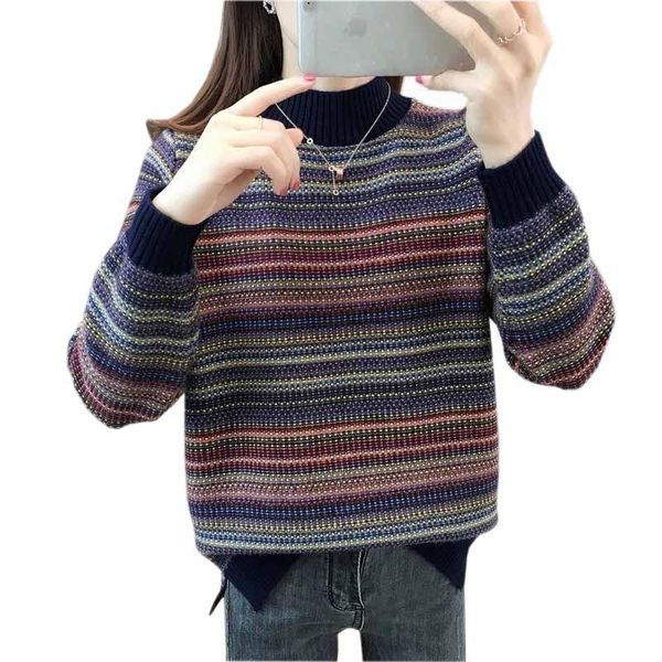 plus cashmere/no cashmere knit sweater women stripe long sleeve pullover half turtleneck loose thicken bottoming kw312 women's sweaters, White;black
plus cashmere/no cashmere knit sweater women stripe long sleeve pullover half turtleneck loose thicken bottoming kw312 women's sweaters, White;black