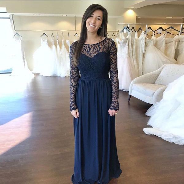 party dresses simple navy blue evening long sleeves chiffon formal illusion lace vestido de noite 2021, White;black
party dresses simple navy blue evening long sleeves chiffon formal illusion lace vestido de noite 2021, White;black