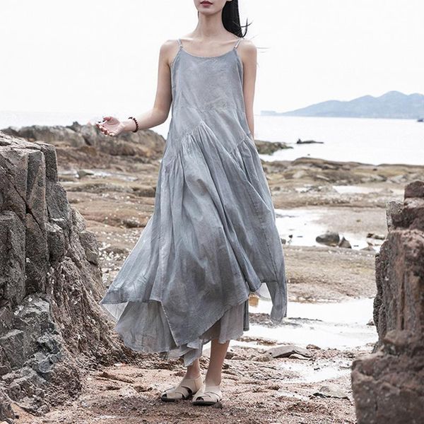 casual dresses johnature women dress vintage cotton patchwork 2021 summer solid color double deck swing with sling, Black;gray
casual dresses johnature women dress vintage cotton patchwork 2021 summer solid color double deck swing with sling, Black;gray