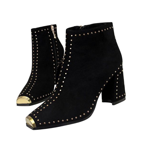 boots 2021 suede vintage rivet women motorcycle fashion metal square toe ankle autumn winter high heels warm shoes, Black
boots 2021 suede vintage rivet women motorcycle fashion metal square toe ankle autumn winter high heels warm shoes, Black