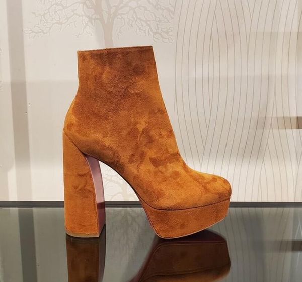 women ankle boot high heel chunky red bottom shoes roune toe platform shoes luxury movida booty 130mm black genuine leather suede
women ankle boot high heel chunky red bottom shoes roune toe platform shoes luxury movida booty 130mm black genuine leather suede