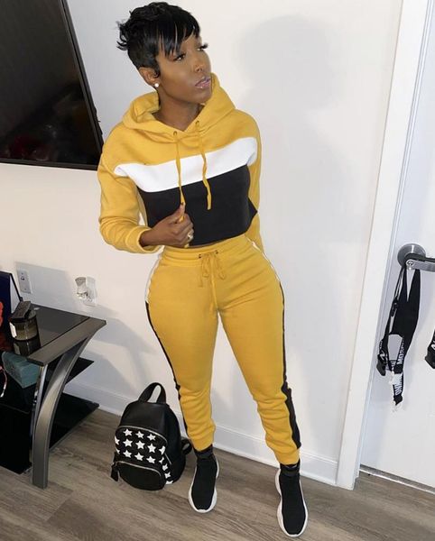 two piece dress yooneedi 2021 spring design casual 2 pcs women set color patchwork hooded full sleeve long pants tracksuits s-3xl hgl12, White
two piece dress yooneedi 2021 spring design casual 2 pcs women set color patchwork hooded full sleeve long pants tracksuits s-3xl hgl12, White