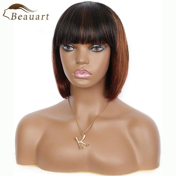 lace wigs beauart 10" human hair short bob with bangs for black women ombre brown straight brazilian remy replacement full wig, Black;brown
lace wigs beauart 10" human hair short bob with bangs for black women ombre brown straight brazilian remy replacement full wig, Black;brown