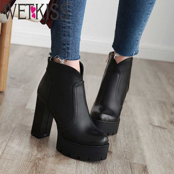 wetkiss platform ankle boots women high heels thick pu boot female zip shoes ladies round toe shoes winter big size 33-48 210630, Black
wetkiss platform ankle boots women high heels thick pu boot female zip shoes ladies round toe shoes winter big size 33-48 210630, Black
