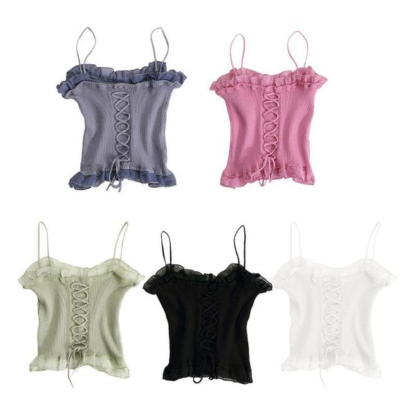women's tanks & camis women sleeveless tank ribbed knit ruffles camisole cross lace-up slim vest 4 colors optional, White
women's tanks & camis women sleeveless tank ribbed knit ruffles camisole cross lace-up slim vest 4 colors optional, White