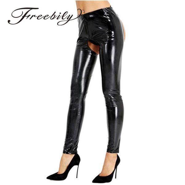 women's pants & capris 2021 black women wet look stretchy pencil patent leather open crotch and bupants skinny legging trousers, Black;white
women's pants & capris 2021 black women wet look stretchy pencil patent leather open crotch and bupants skinny legging trousers, Black;white