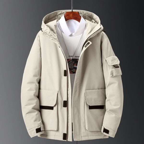 2021 new solid color work cloth fashion men's white duck hooded down thick et, Black
2021 new solid color work cloth fashion men's white duck hooded down thick et, Black