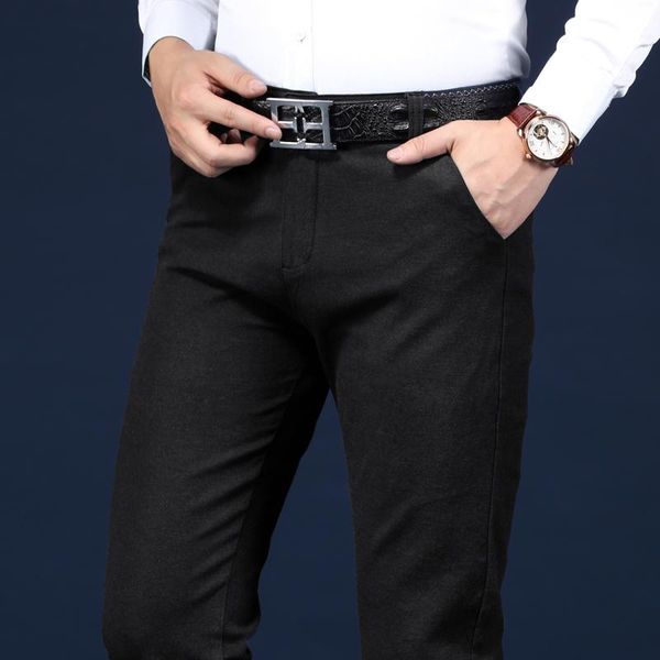 men's pants suit for men stretch business mens classic straight wedding dress stripe male trouser office 28-38, Black
men's pants suit for men stretch business mens classic straight wedding dress stripe male trouser office 28-38, Black