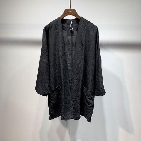 men's casual shirts summer collarless big pocket design cotton linen loose classic simple seven-minute sleeves large cardigan, White;black
men's casual shirts summer collarless big pocket design cotton linen loose classic simple seven-minute sleeves large cardigan, White;black