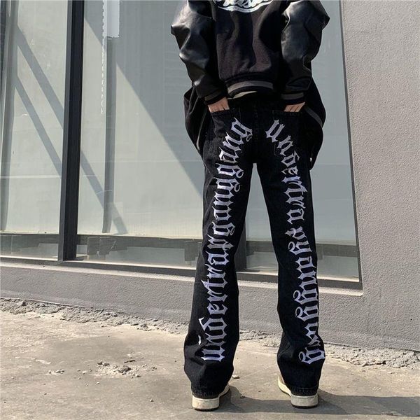 men's jeans embroidered letter man pants 2021 summer printed high street hip-hop style black straight hole loose trousers trend, Blue
men's jeans embroidered letter man pants 2021 summer printed high street hip-hop style black straight hole loose trousers trend, Blue