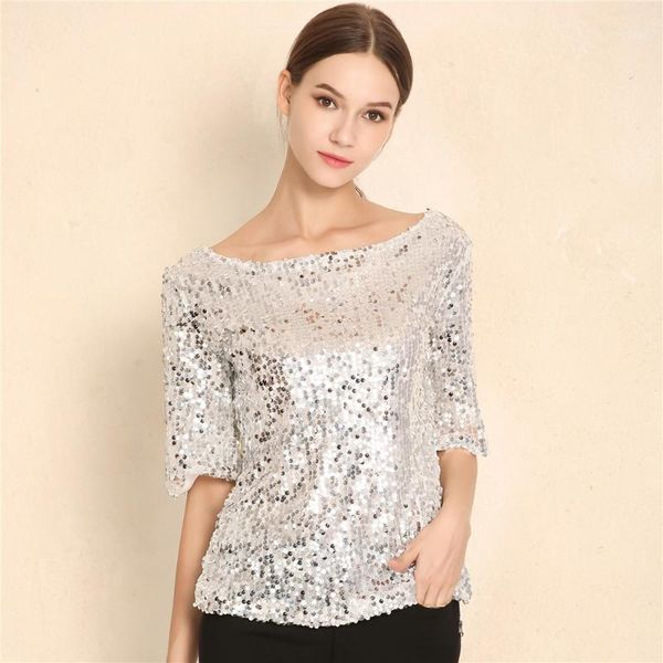 women's blouses & shirts in europe and america women sequin embroidery five-point sleeve loose casual shirt plus size, White
women's blouses & shirts in europe and america women sequin embroidery five-point sleeve loose casual shirt plus size, White