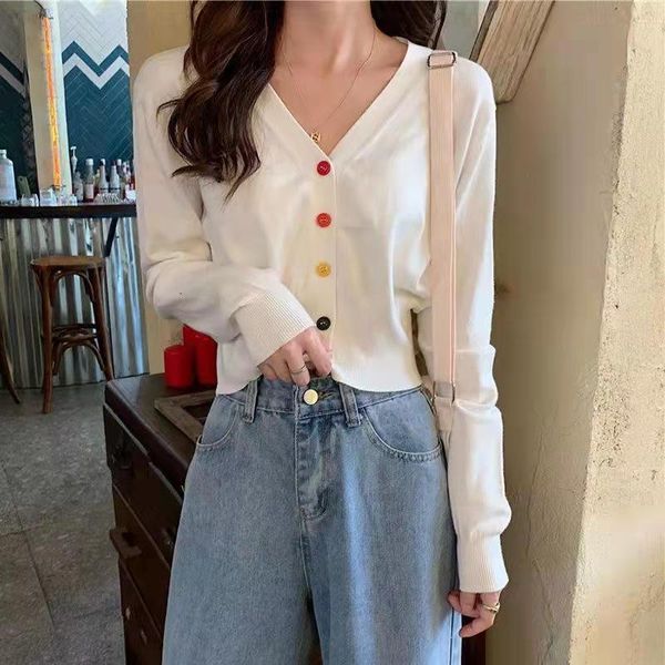 women's knits & tees feminine sweaters 2021 autumn short thin sunscreen cardigan korean solid color long sleeve knitted sweater, White
women's knits & tees feminine sweaters 2021 autumn short thin sunscreen cardigan korean solid color long sleeve knitted sweater, White