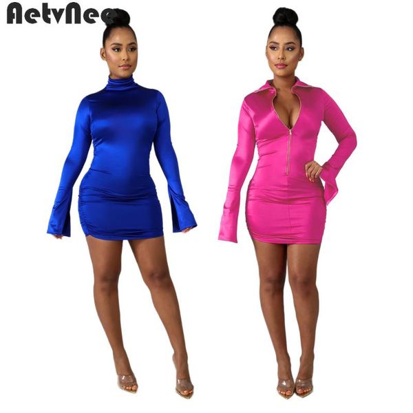 casual dresses aetvnee solid mini women 2021 autumn turn-down collar long sleeve zipper slim dress clubwear party outfits 2 styles, Black;gray
casual dresses aetvnee solid mini women 2021 autumn turn-down collar long sleeve zipper slim dress clubwear party outfits 2 styles, Black;gray