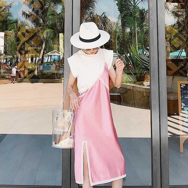 summer sweet pink sling lace patchwork women midi dress ladies split beach female o-neck long dresses1, Black;gray
summer sweet pink sling lace patchwork women midi dress ladies split beach female o-neck long dresses1, Black;gray