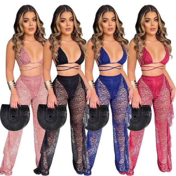 summer lace two piece set women fashion hollow out bikini ruffle wide-legged pants (including panties) women's, White
summer lace two piece set women fashion hollow out bikini ruffle wide-legged pants (including panties) women's, White