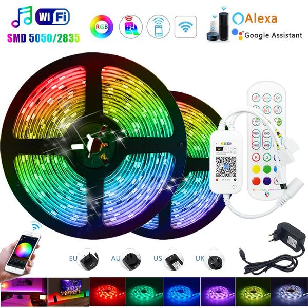 strips music wifi luces led strip light 5m 10m 15m smd 2835 flexible ribbon rgb tape diode + dc12v adapter for home decoration
strips music wifi luces led strip light 5m 10m 15m smd 2835 flexible ribbon rgb tape diode + dc12v adapter for home decoration