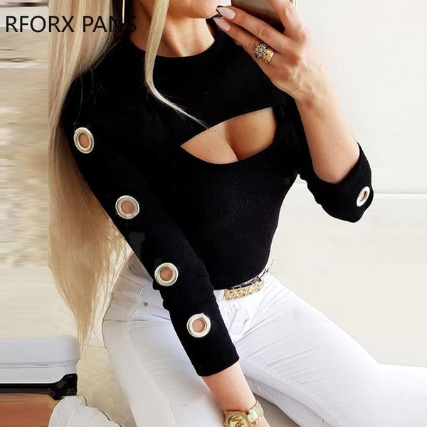 women's sweaters women solid three quarter hollow-out sleeves round neck blouses, White;black
women's sweaters women solid three quarter hollow-out sleeves round neck blouses, White;black