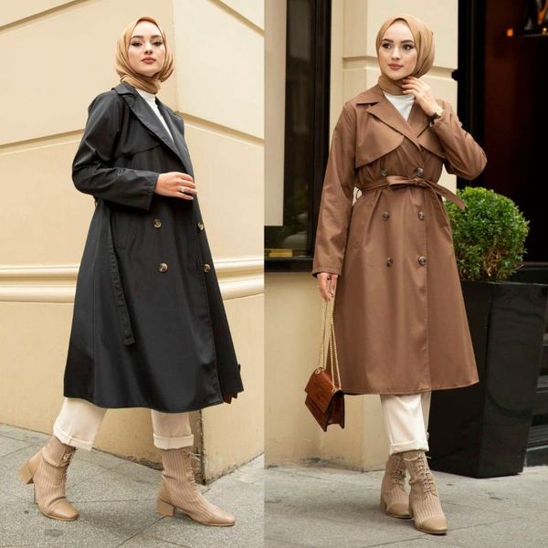 ethnic clothing muslim fashion female solid color women's trench coat long with belt double-breasted collar button details autumn winte, Red
ethnic clothing muslim fashion female solid color women's trench coat long with belt double-breasted collar button details autumn winte, Red