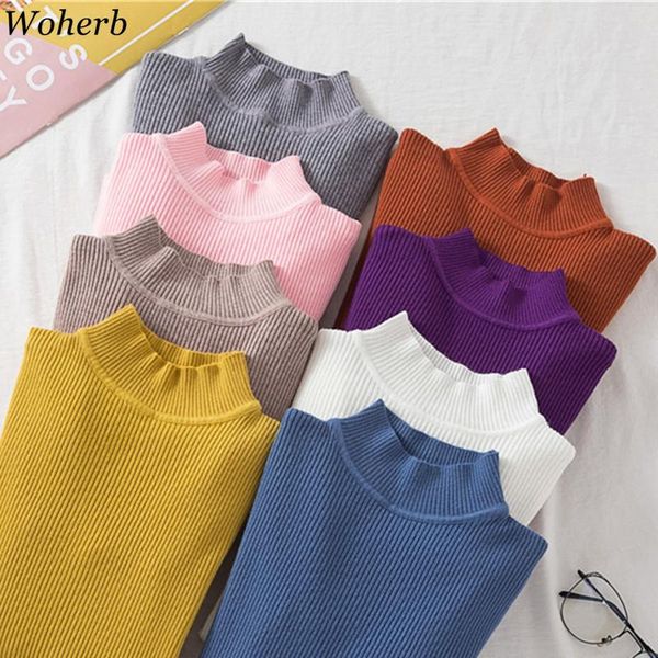 woherb half turtleneck sweater women slim fit puffover 2021 mujer clothes long sleeve thin solid wild knitted 93450 women's sweaters, White;black
woherb half turtleneck sweater women slim fit puffover 2021 mujer clothes long sleeve thin solid wild knitted 93450 women's sweaters, White;black