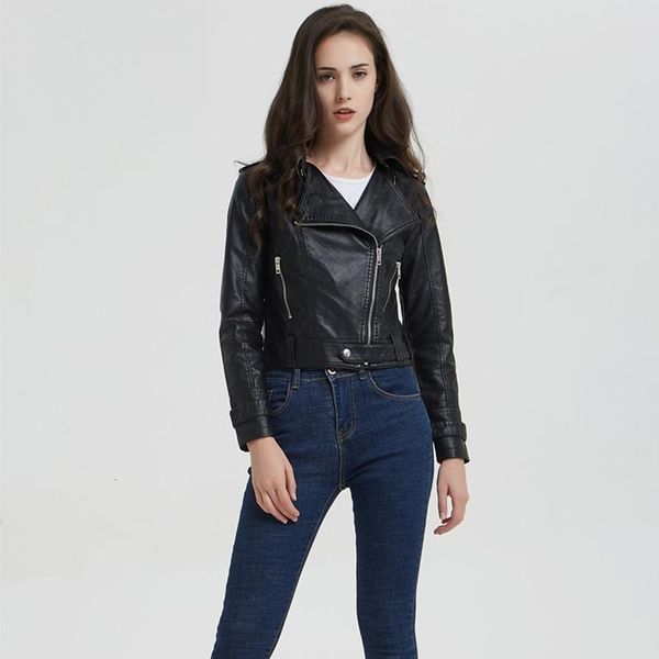 women's leather & faux casual slim women spring autumn ladies pu jacket soft moto biker female coat streetwear l18c, Black
women's leather & faux casual slim women spring autumn ladies pu jacket soft moto biker female coat streetwear l18c, Black
