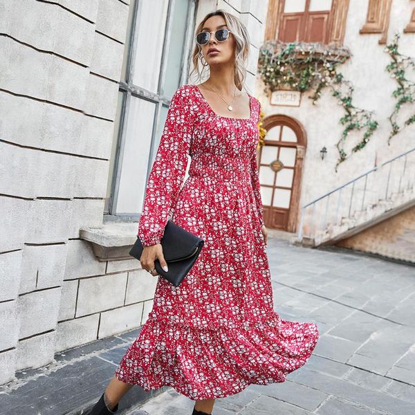 casual dresses 2021 spring and summer women elegant long mouths square collar printed flowers lotus leaf dress, Black;gray
casual dresses 2021 spring and summer women elegant long mouths square collar printed flowers lotus leaf dress, Black;gray