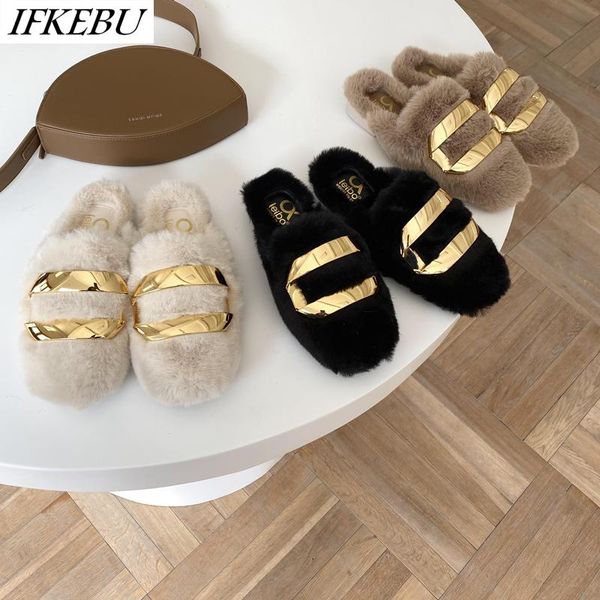 fur slippers women low heels mules metal decoration round toe shoes furry slides loafers autumn winter sandalias mujer, Black
fur slippers women low heels mules metal decoration round toe shoes furry slides loafers autumn winter sandalias mujer, Black