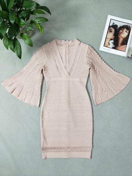 casual dresses arrival flare sleeve bandage dress 2021 women deep v neck celebrity club party bodycon vestidos mini, Black;gray
casual dresses arrival flare sleeve bandage dress 2021 women deep v neck celebrity club party bodycon vestidos mini, Black;gray