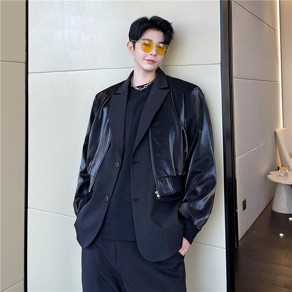 men's suits & blazers suit splicing jacket false two design spring and autumn style personality simple leisure loose large size coat, White;black
men's suits & blazers suit splicing jacket false two design spring and autumn style personality simple leisure loose large size coat, White;black