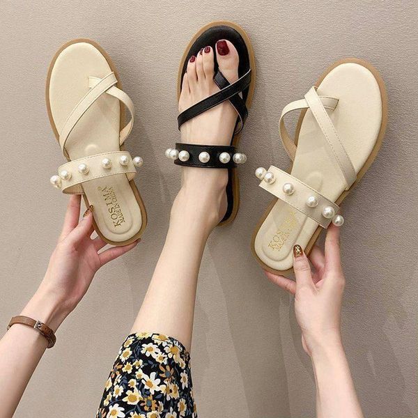 fashion string bead women sandals pearl set toe ladies flat high grade shoes non-slip beach vacation, Black
fashion string bead women sandals pearl set toe ladies flat high grade shoes non-slip beach vacation, Black