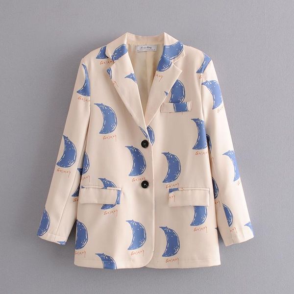 women's suits & blazers retro design moon print blazer jacket commuter fashion autumn 2021 elegant slim american trend, White;black
women's suits & blazers retro design moon print blazer jacket commuter fashion autumn 2021 elegant slim american trend, White;black
