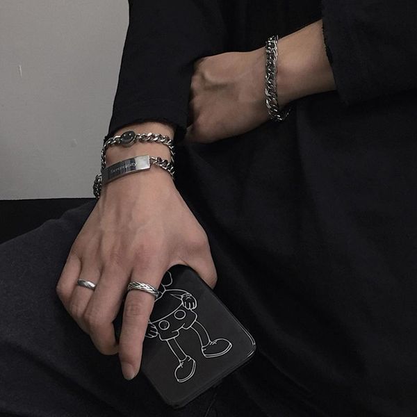 link, chain xxixx fashion trendy couple bracelet personality square titanium steel men's and women's stainless trend, Black
link, chain xxixx fashion trendy couple bracelet personality square titanium steel men's and women's stainless trend, Black