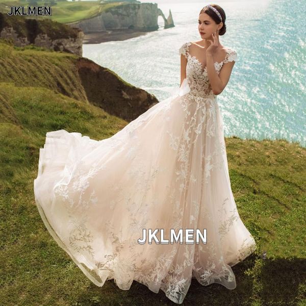 other wedding dresses 2021 elegant cap sleeve a line button sheer scoop neck bride tulle lace appliques bridal gown, White
other wedding dresses 2021 elegant cap sleeve a line button sheer scoop neck bride tulle lace appliques bridal gown, White