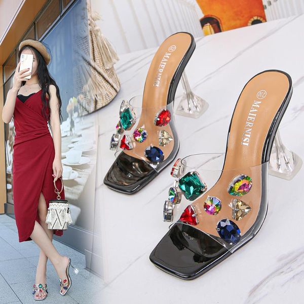 transparent sandals crystal summer fashion diamond slides clear women shoes peep toe high heels, Black
transparent sandals crystal summer fashion diamond slides clear women shoes peep toe high heels, Black