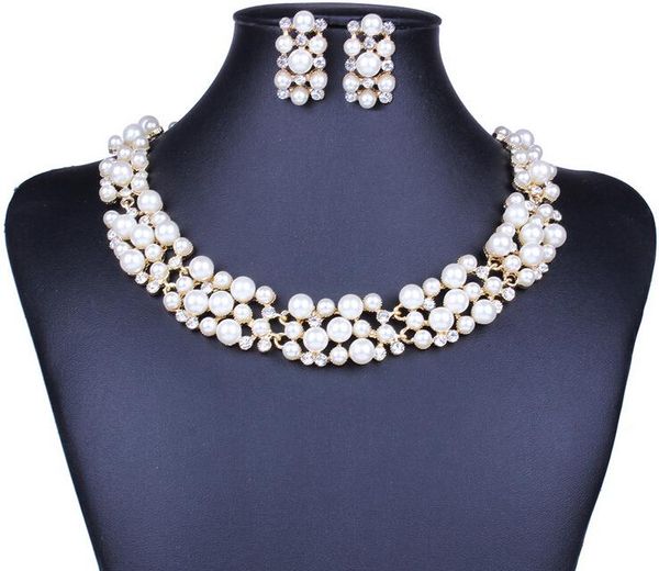 earrings & necklace design 2 colors synthetic pearl jewelry set romantic choker earring for wedding bridal luxury costume, Silver
earrings & necklace design 2 colors synthetic pearl jewelry set romantic choker earring for wedding bridal luxury costume, Silver