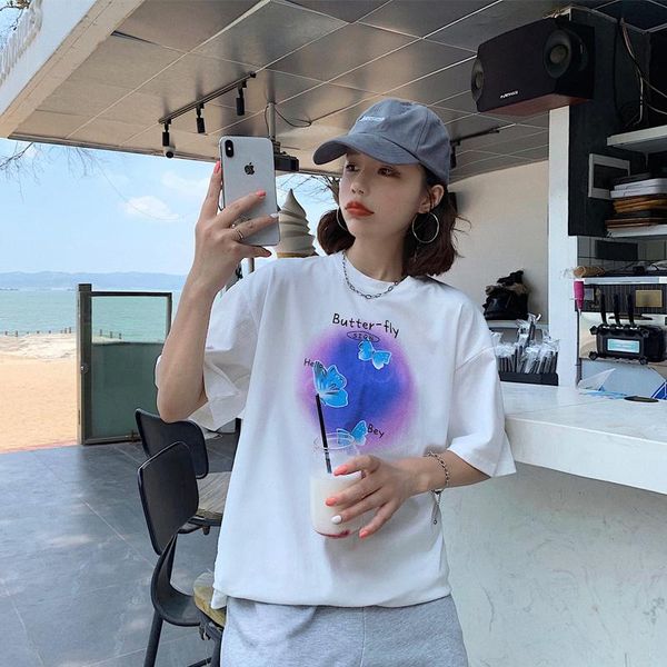 women's t-shirt vintage ins butterfly print tshirt female korean harajuku t-shirts japanese kawaii ladies ulzzang clothes for women, White
women's t-shirt vintage ins butterfly print tshirt female korean harajuku t-shirts japanese kawaii ladies ulzzang clothes for women, White