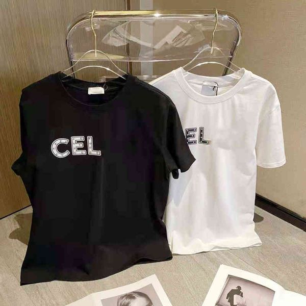 2022 factory wholesale new trendy cel simple letter print rivet loose casual round neck short sleeve t-shirt for women, White
2022 factory wholesale new trendy cel simple letter print rivet loose casual round neck short sleeve t-shirt for women, White