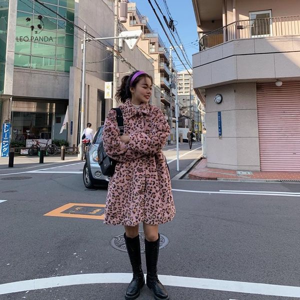 women's fur & faux cute pink leopard coat warm fluffy women winter button loose jacket reversible plush plus size outwear washed, Black
women's fur & faux cute pink leopard coat warm fluffy women winter button loose jacket reversible plush plus size outwear washed, Black