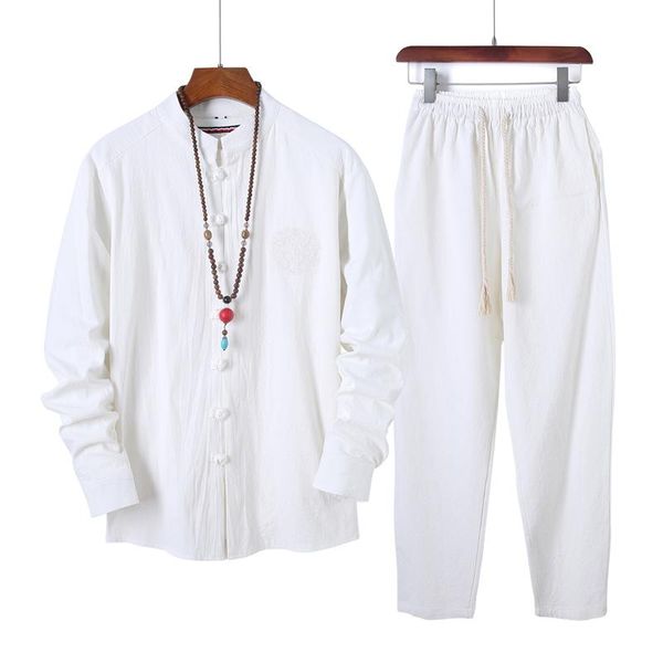 men's tracksuits 2021 men cotton linen embroidery hanfu sets mens chinese style suit traditional tang + pants clothes, Gray
men's tracksuits 2021 men cotton linen embroidery hanfu sets mens chinese style suit traditional tang + pants clothes, Gray