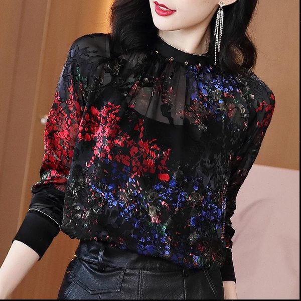 spring fall fashion women blouses stand collar floral printed long sleeve 3xl loose flower, White
spring fall fashion women blouses stand collar floral printed long sleeve 3xl loose flower, White