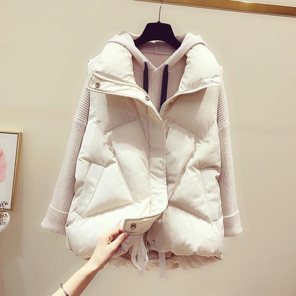 women's vests autumn winter solid loose vest drawstring stand collar long sleeveless jacket cotton padded windproof warm versatile, Black;white
women's vests autumn winter solid loose vest drawstring stand collar long sleeveless jacket cotton padded windproof warm versatile, Black;white