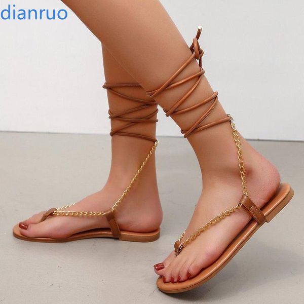large size roman style sandals female 2021 wild cross strap gold chain shoes flat beach, Black 
large size roman style sandals female 2021 wild cross strap gold chain shoes flat beach, Black